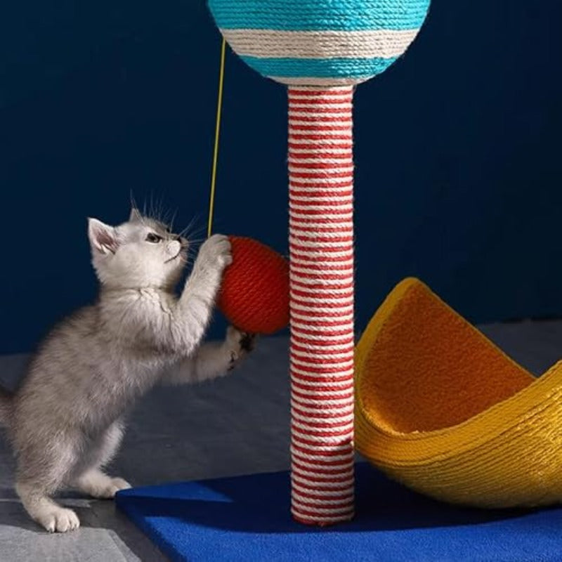 星空猫爬架塔 多层猫咪家具 含太空舱猫窝与猫屋组合 耐用猫抓柱 适用于室内猫咪 35英寸