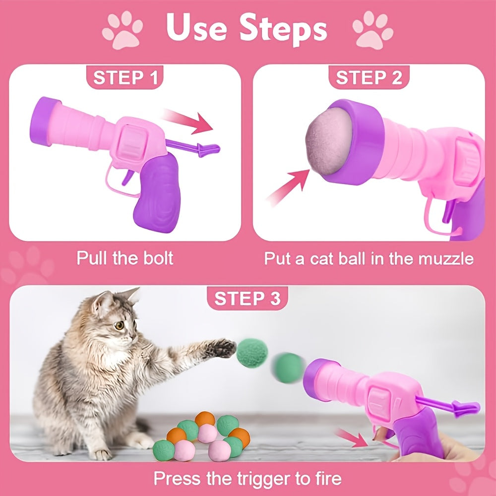 塑料发射器与猫猫狗狗小宠物互动玩耍，发射器不用电机械弹射毛球柔软安静不伤宠物，缓解宠物焦躁,无聊,无处发泄的问题。