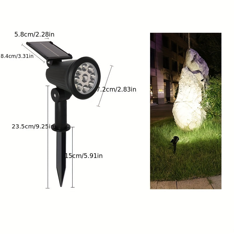 1 件节能太阳能 9LED 景观聚光灯 - 多功能花园气氛灯，带可调式桩，水晶装饰，适合户外装饰，非常适合庭院、阳台、草坪、通道、别墅、游乐场和万圣节、太阳能花园装饰