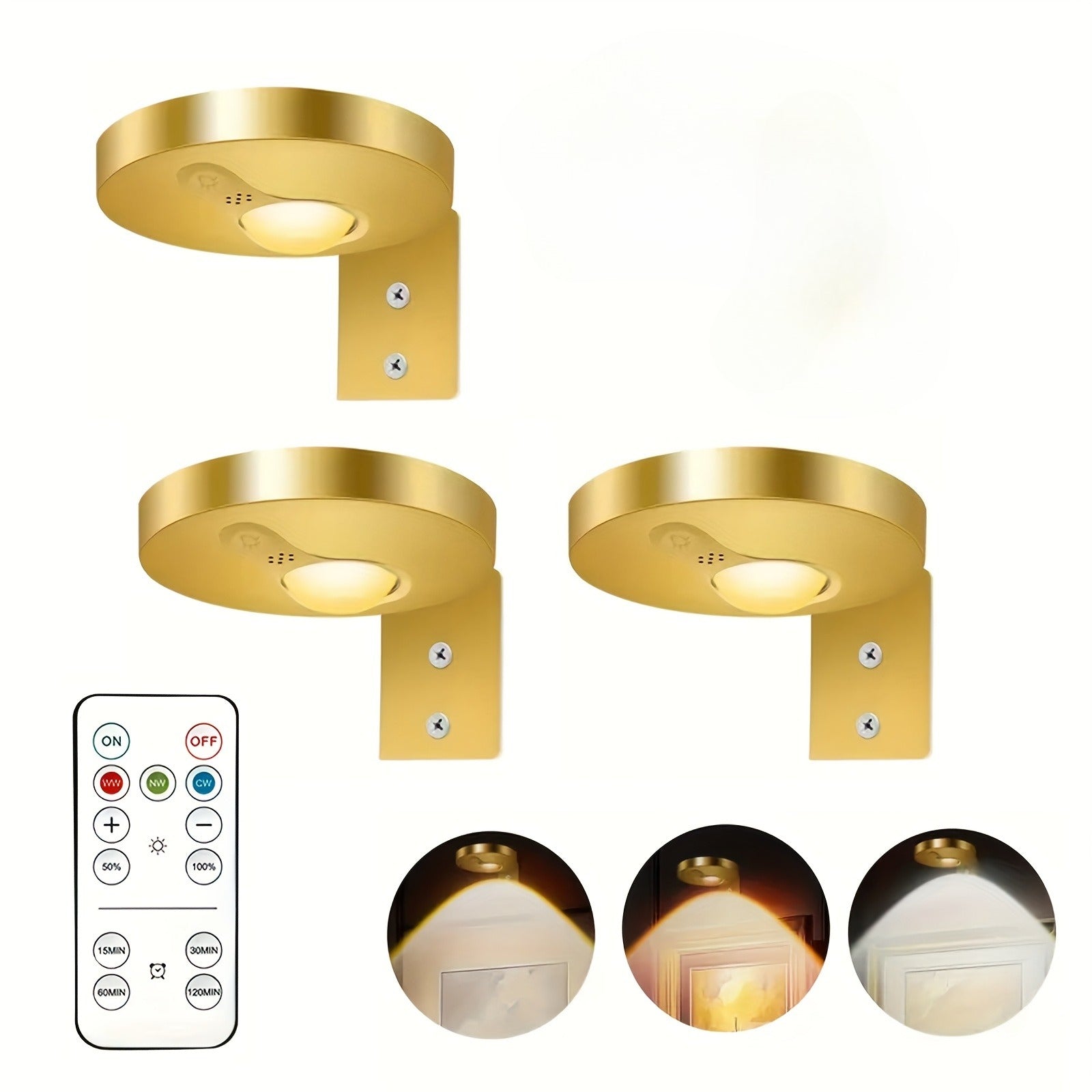 3/6 pack, black and gold cabinet light control set, ultra-thin 1cm (0.7 inch) thickness, rechargeable, magnetic design, display case light, showcase light, ambiance light, spotlight, puck light