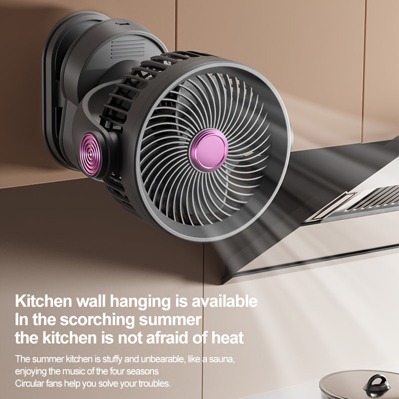 Brushless Motor Clip Fan, Rechargeable 2-in-1 Fan with Lighting & Oscillating Function, Quiet Circulating Desktop Fan with Night Light for Office Dorm Bedroom