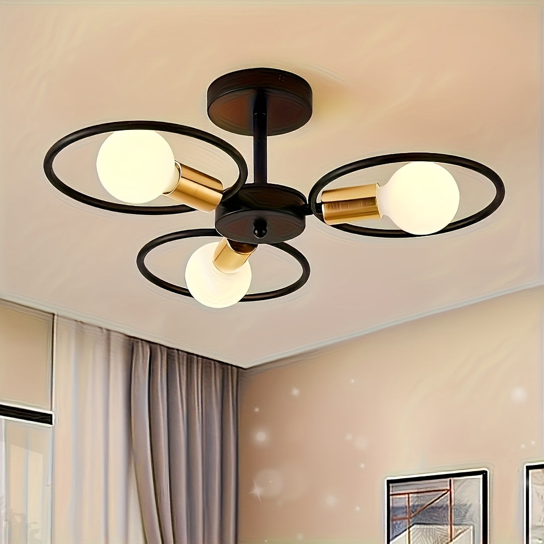 1 Vintage Industrial Ceiling Light - 3 Pendants, Removable Metal Cage Pendant Design, Suitable for Dining Room, Cafe, Hotel - Retro Pendant Light for Home for Hallway, Kitchen, Bedroom, Living Room, Stairs - Includes Mounting Hardware