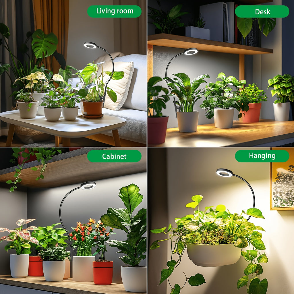 Full Spectrum LED Plant Grow Light, Desktop & Bookshelf Use, USB Powered Dimmable, Blue Red Dual Light Source, 3/9/12H Timer & 4 Brightness Levels, Ideal for Indoor Succulents, Perfect Holiday Gift