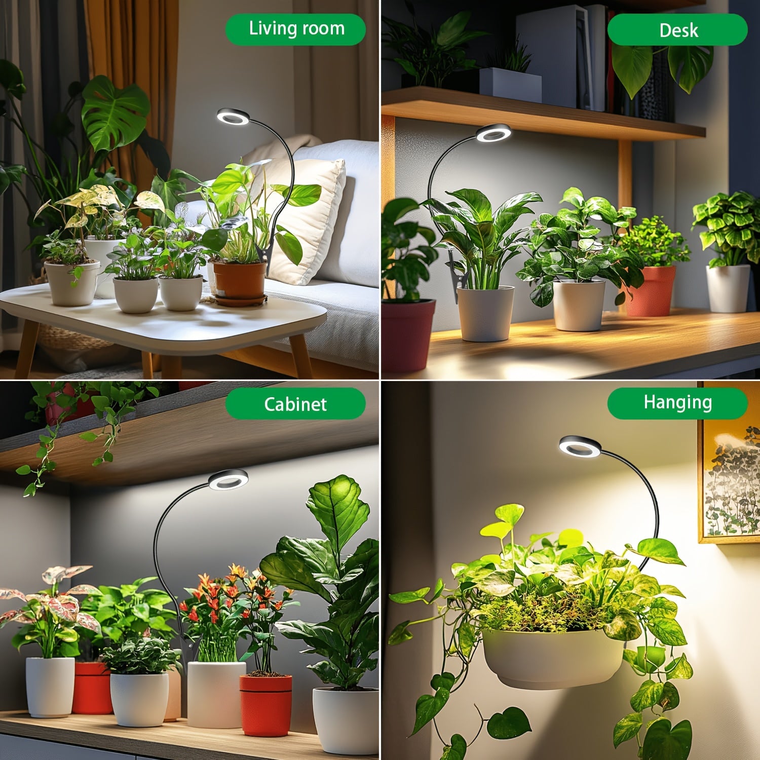 Full Spectrum LED Plant Grow Light, Desktop & Bookshelf Use, USB Powered Dimmable, Blue Red Dual Light Source, 3/9/12H Timer & 4 Brightness Levels, Ideal for Indoor Succulents, Perfect Holiday Gift