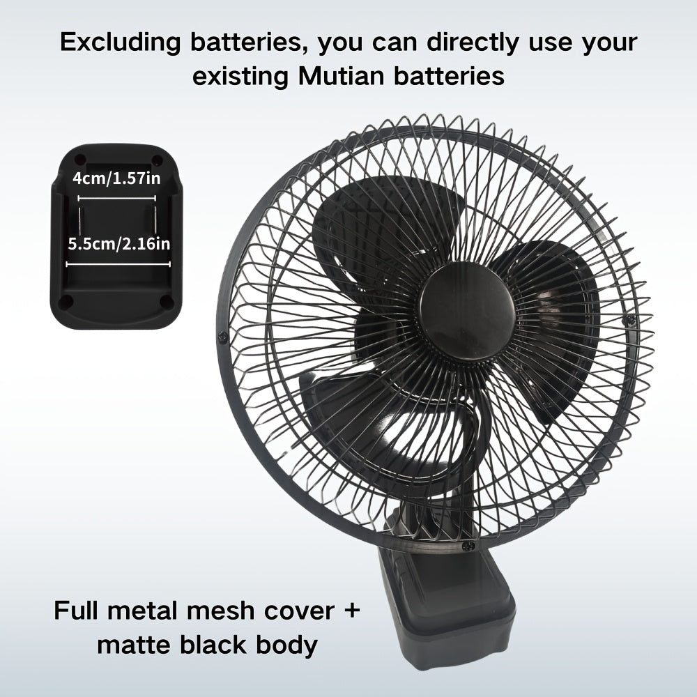 Camping Fan, Black Quiet Fan, 2-Speed Adjustable, Low Noise & Strong Wind, Portable Durable Cordless Fan for Camping and Construction Site, Battery-Free Design