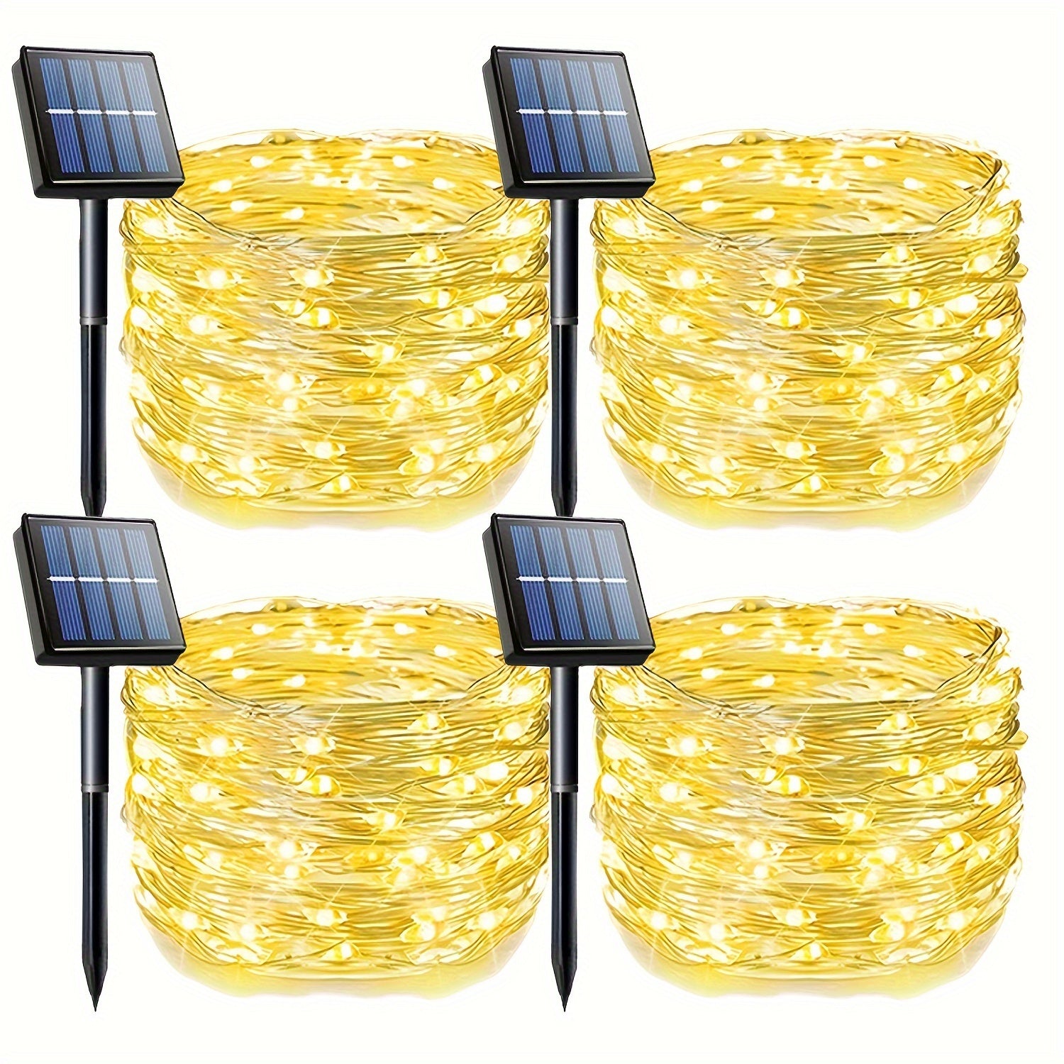 4/6 件套共 196 英尺 600 LED 太阳能仙女灯，情人节圣诞节户外 8 种模式铜线串灯，适合情人节庭院婚礼甲板后院树花园围栏泳池派对