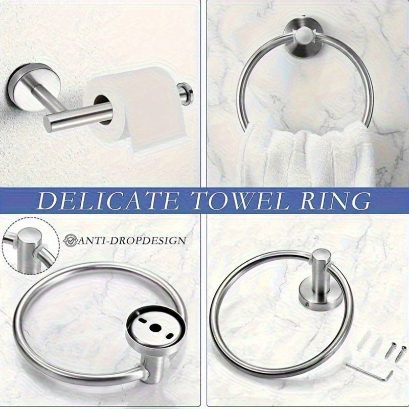 10-Piece Matte Bathroom Hardware Set - SUS304 Bathroom Hook Set, 16" Hand Towel Bar, Tissue Holder, Angled Hooks, 2 Robe Hooks, Wall Mount Accessories