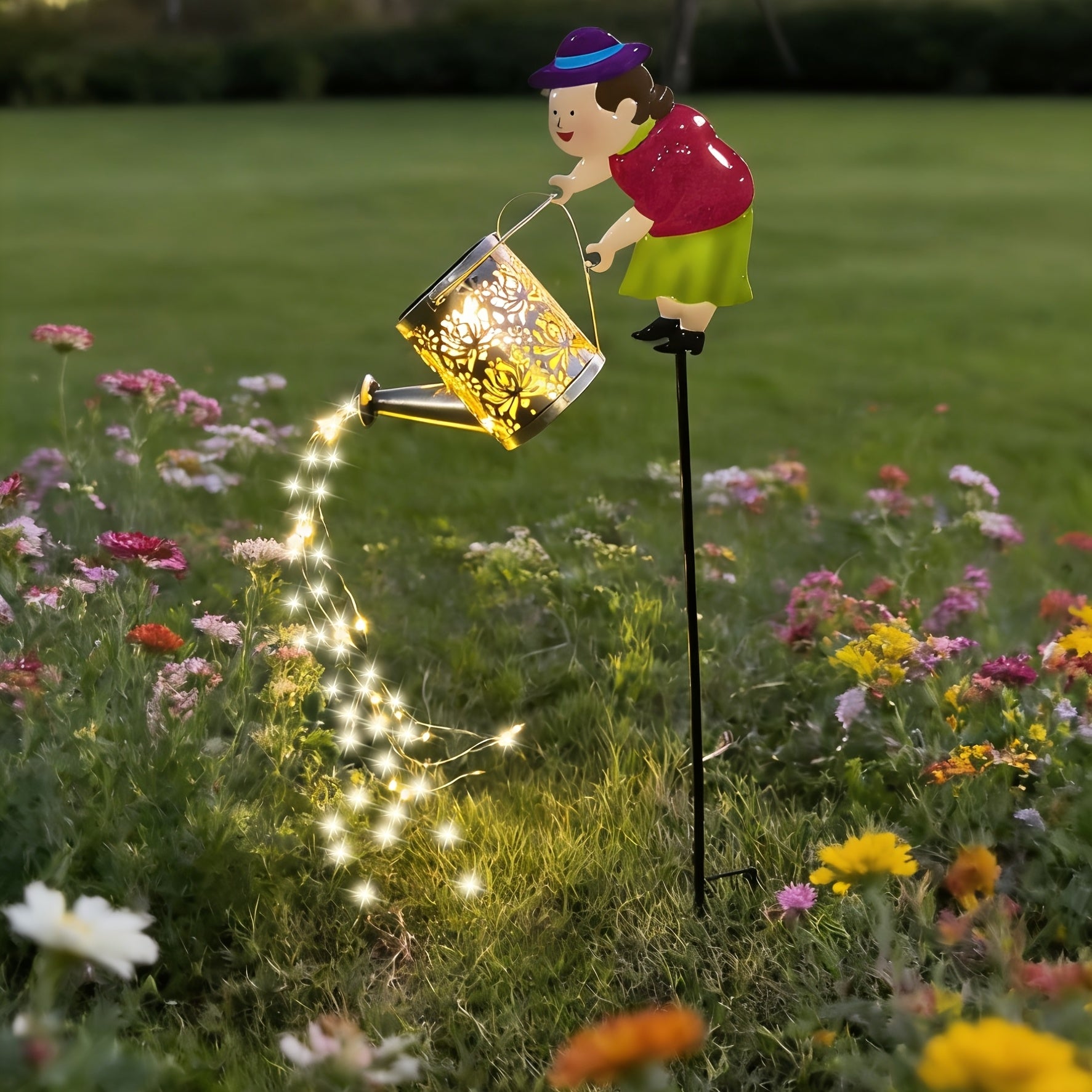 Metal Solar Watering Dad/Mom Light Post – Outdoor Lawn Light, Courtyard Decoration and the Perfect Gift for Gardening Enthusiasts