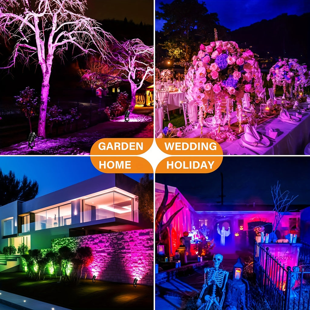 2/4/6/8/10-Piece Low Voltage Landscape Light, Warm + RGB, DC12V-24V, LED Color Changing Landscape Lighting, IP66 Outdoor Spotlight, Christmas Halloween Decorative Light, Suitable for Courtyard, Garden, Path