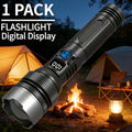 Powerful Rechargeable Flashlight, IP65 Waterproof, High Lumen LED Tactical Design, Zoom Function, Digital Power Indicator, Type-C Fast Charging, Ideal Portable Handheld Light for Camping, Hiking and Emergency Situations