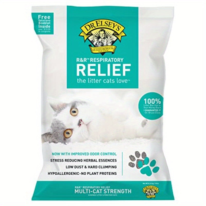 Dr. Elsey'S R & R Ct Litter - 低剂量、低追踪、高品质的聚集厕所垫，具有优异的香味控制，未香味和天然成分，用于减轻压力，健康呼吸和易于清洁，猫砂盆，宠物废物管理，时尚包装，耐用包装
