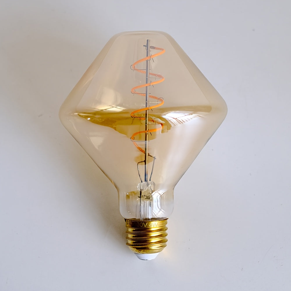 1-pack, LED Edison bulb 120V E26 base 4 watt dimmable LED filament vintage decorative bulb, 2300K warm yellow light, amber glass cover