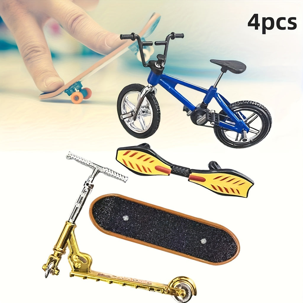 4pcs diy滑板车迷你手指套装，秋千板、微型摇摆板、指尖运动派对礼品