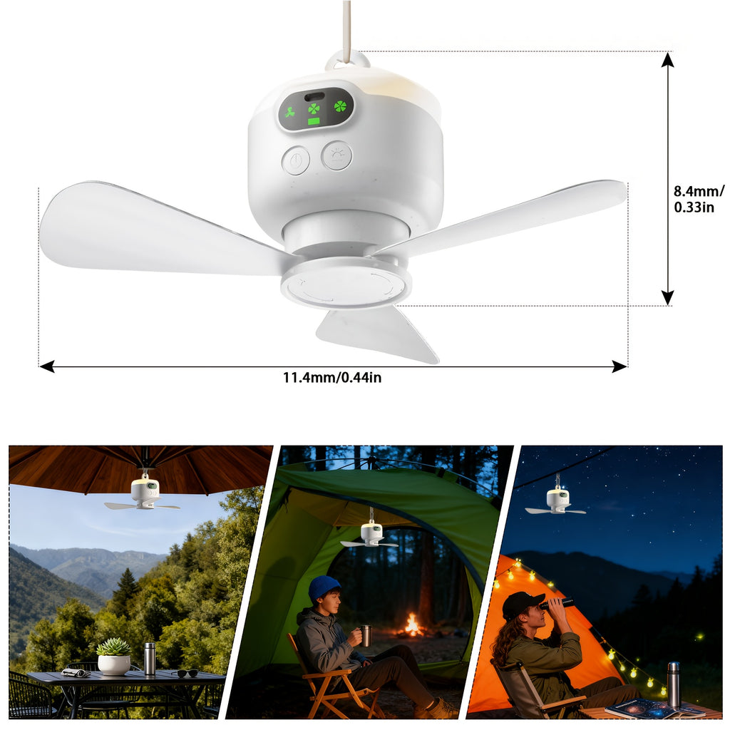 Portable Mini USB Ceiling Fan, Sports & Outdoor Gear, Camping Tent Fan Light with Remote Control, Rechargeable Smart Timing Fan with Ultra-Long Lasting Battery, 3 Adjustable Wind Speeds for Outdoor