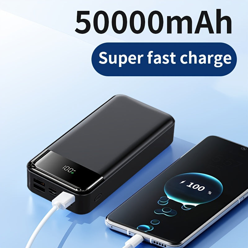 50000mAh大容量移動電源帶LED電量顯示 22.5W快充 - 戶外露營燈，適用於iPhone、安卓及數碼裝置，節日禮物