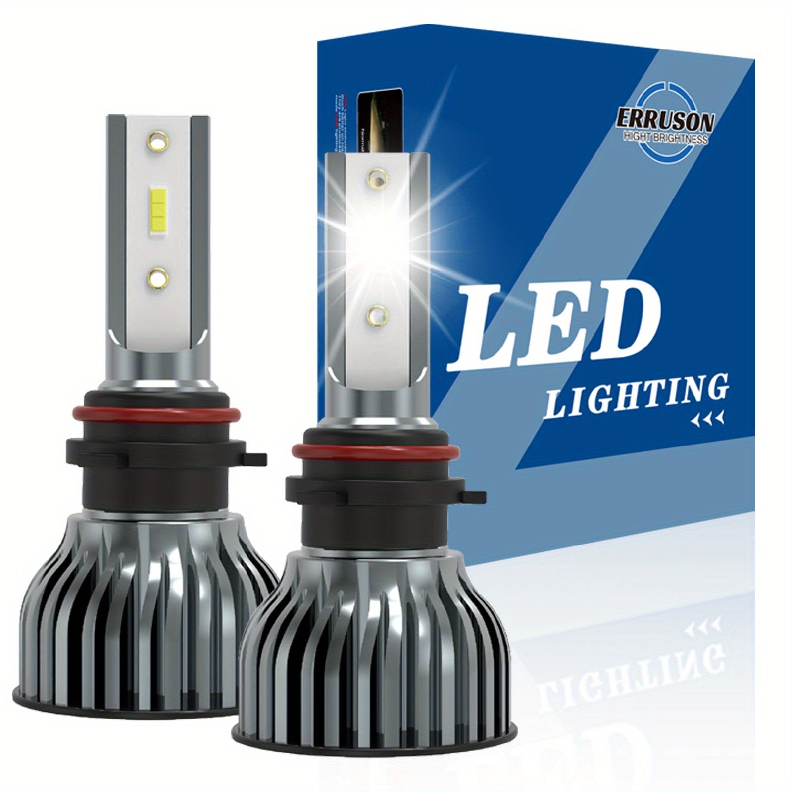Erruson 2-Pack Dazzling Car Bulbs 9005/HB3 9006/HB4 H11 H4 H7 H1 High/Low Beam Dual-Use Turbo Light, 30000 Lumens 300W 3000K/4300K/6000K/8000K/25000K Car Light, 700% Brightness