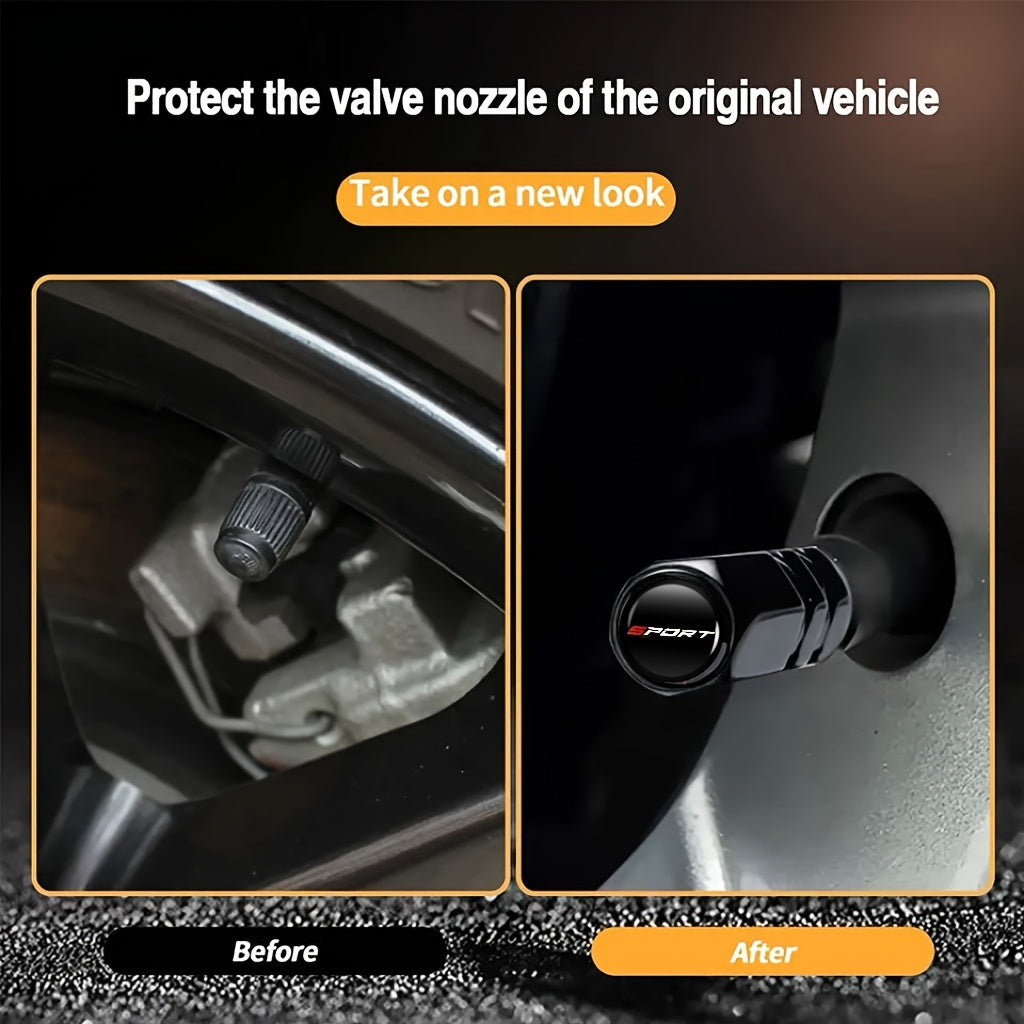 Aluminum Alloy Sport Pattern Valve Caps, Suitable for Motorcycles, Cars and Other Vehicles, Available in 4/8-Pack, First Released in 2025