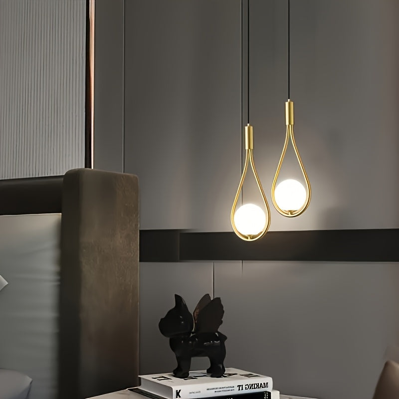 Modern Minimalist Metal Pendant Light, Semi-Flush Mount Ceiling Light with Lampshade, Polished Finish, Switch Control, Suitable for Living Room, Bedroom, Hallway