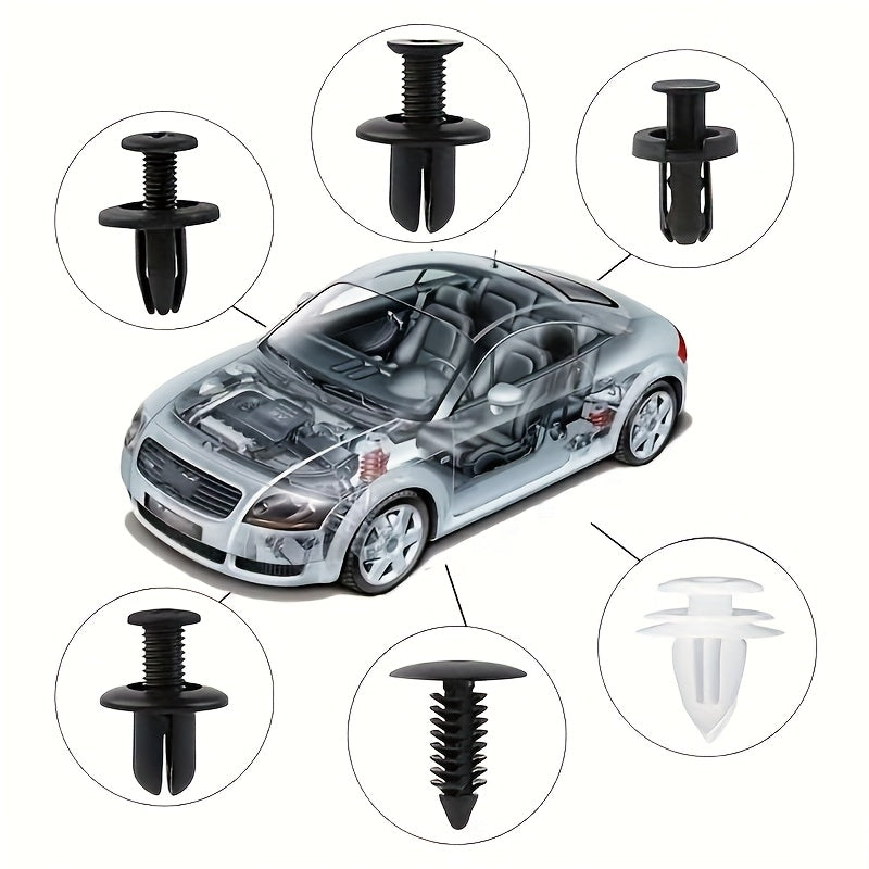 1-Set / 2-Set 105-Piece Automotive Fastener Tool Kit, Bumper Clip Assortment, PP Material, Auto Accessories with Removal Tool, Includes Universal Nylon Plastic Rivets and Clips for Door Panel & Interior Repair