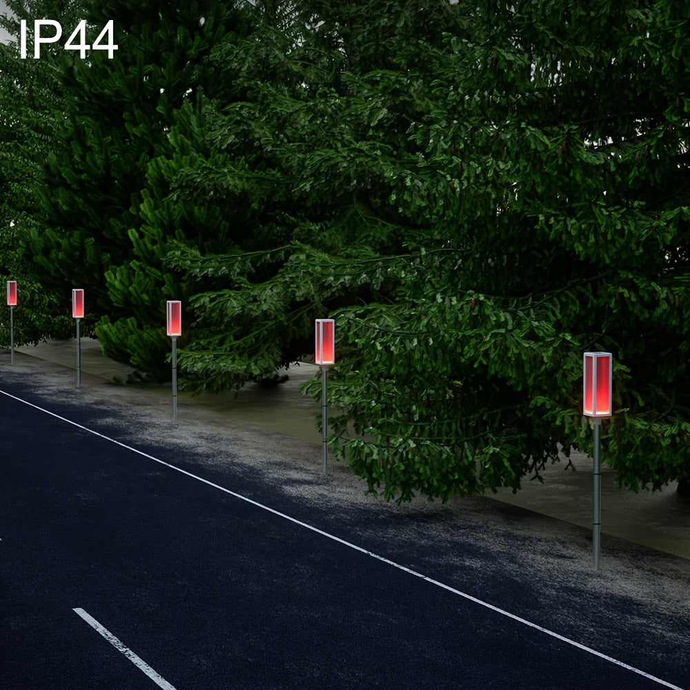 5pcs/Box IP44 Outdoor Solar Lawn Light, Roadblock LED Strobe Signal Ground Plug Lamp
