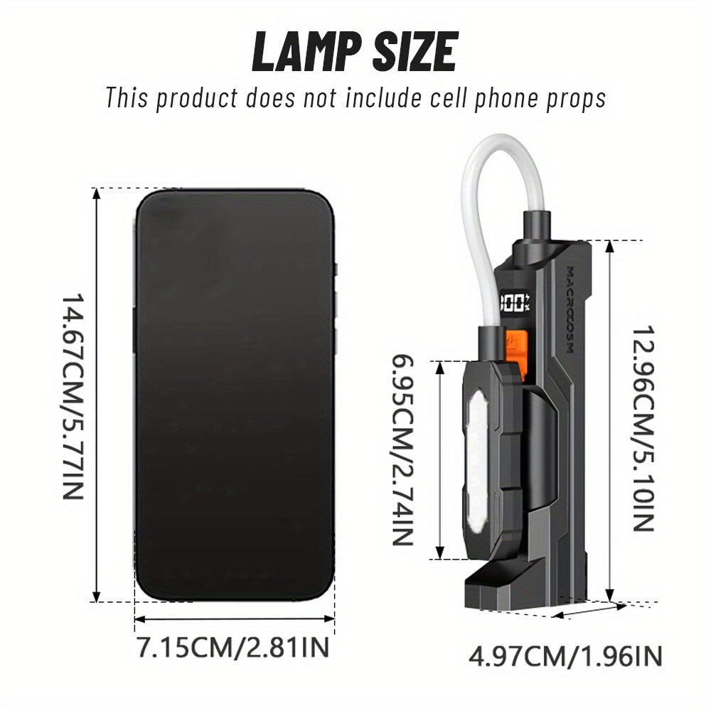 1Pc Portable LED Work Light, USB Rechargeable Flashlight with Magnetic Base, 360° Rotatable & Foldable Head, COB LED Lighting, Ideal for Camping Repair and Emergency Night Lighting