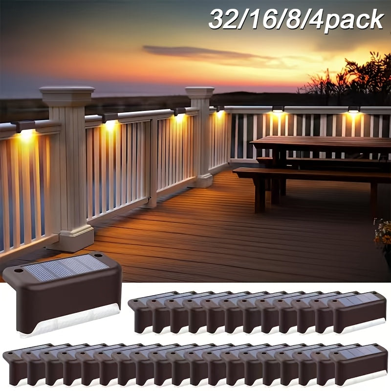 32/16/8/4 Pack Solar Outdoor Courtyard Light - Waterproof LED Warm White Landscape Lighting, Durable Matte Metal Finish, Auto On/Off Solar Light, Perfect for Stairs, Steps, Fences, Courtyards and Pathways, Sturdy Structure
