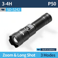 1Pc SMILING SHARK Rechargeable Flashlight, Super Bright Zoomable LED Spotlight with Digital Display, 3 Lighting Modes, Lightweight Portable Handheld Work Light, Type-C Charging, Model SD5242B, for Hiking Camping Fishing Outdoor Emergency