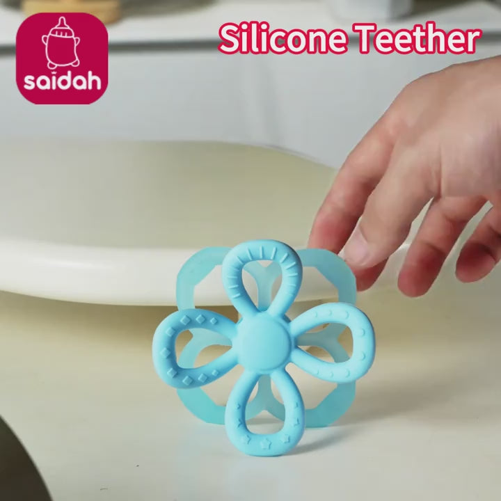 1或2件装 SAIDAH 柔软硅胶磨牙球 - 可拆卸花瓣层牙胶玩具，多种颜色可选，促进婴幼儿抓握能力与牙龈发育